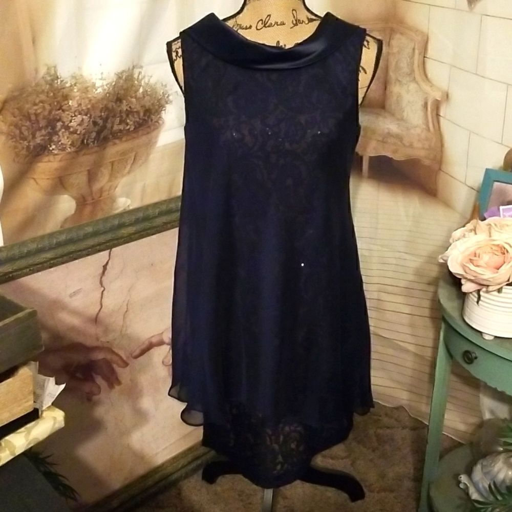 SLNY Navy Blue Laced Dress Size 8